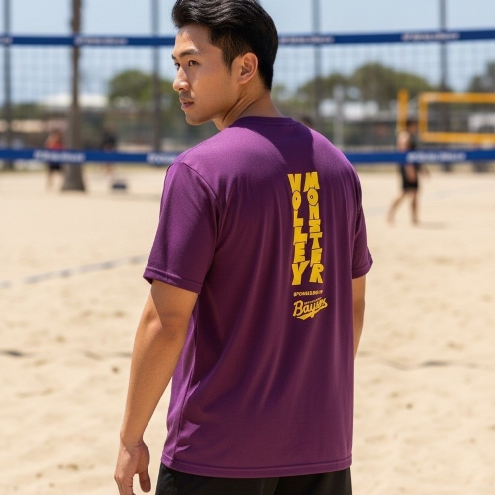 Volley Monster T-Shirt Unisex M Purple Performance Volleyball Graphic Tee no tag